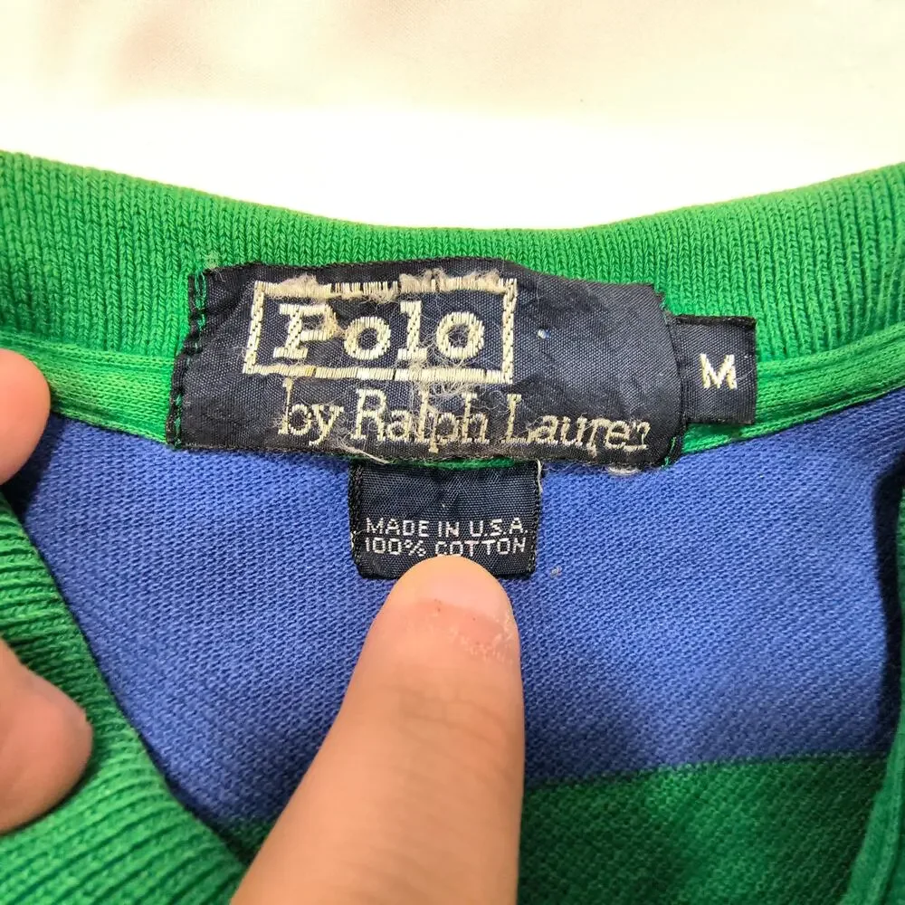 Polo by Ralph Lauren Casual Collared Polo Shirt Mens Size Medium M Blue Green
